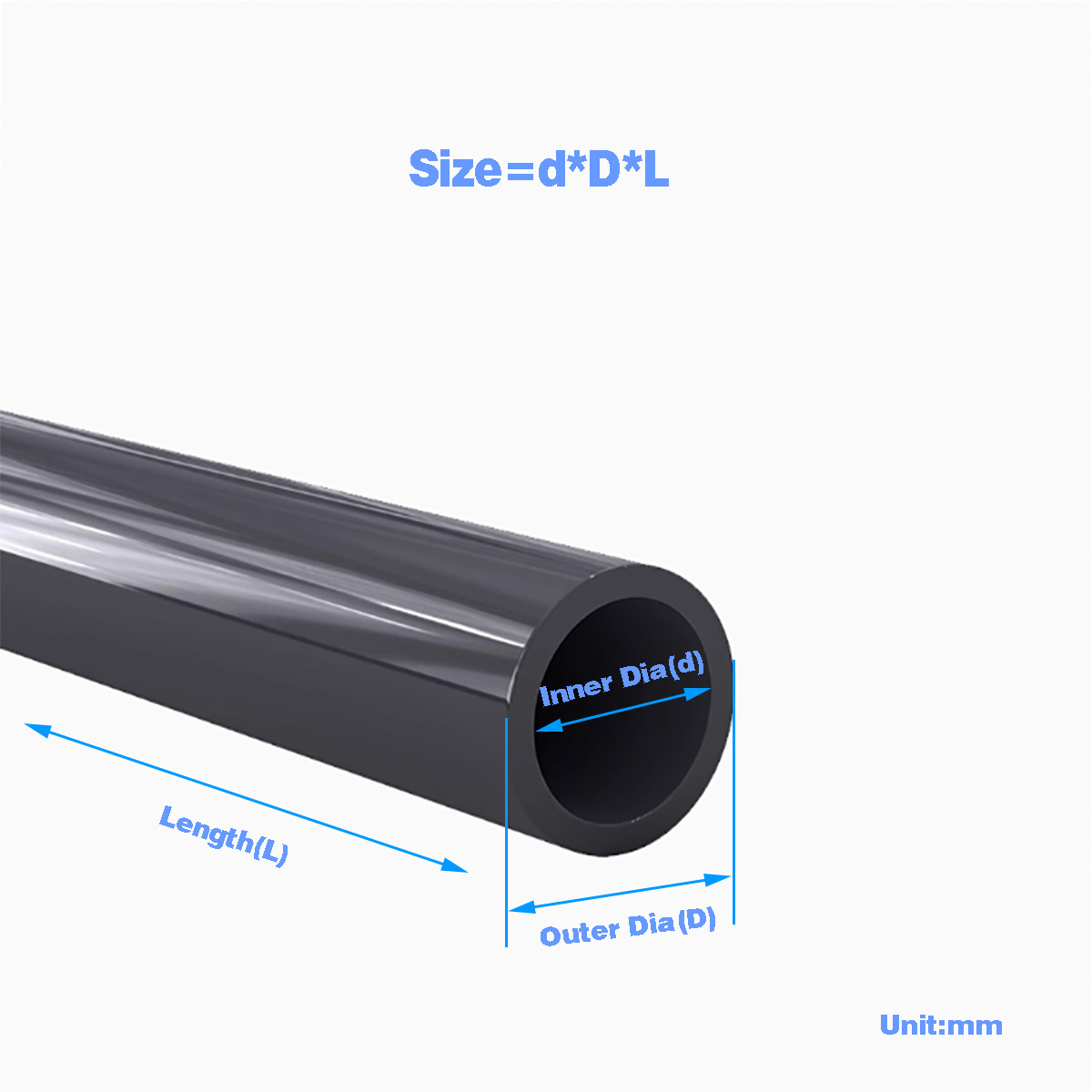 Ocean Aquarium - Schwarzes PVC-Kunststoffrohr, Hohlrohr/Aquarium, Gartenbewässerung, Bewässerungszubehör, Außendurchmesser