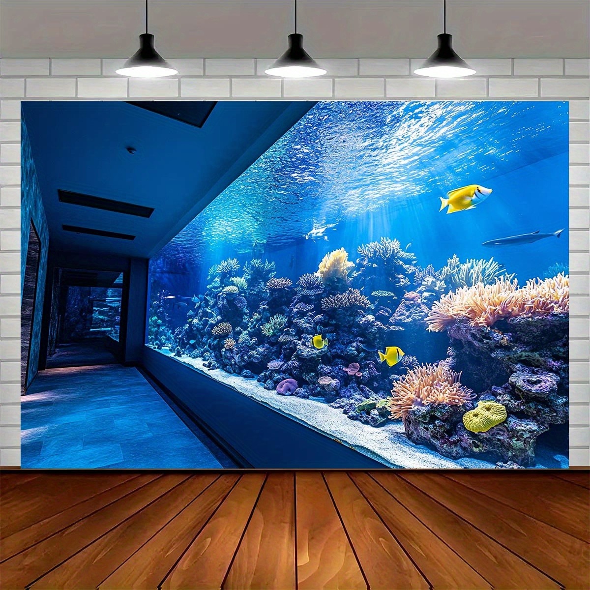 Reef Aquarium - Lebendiger Unterwasser-Aquarium-Wandteppich Korallenriff Bunte Fische Wandbehang
