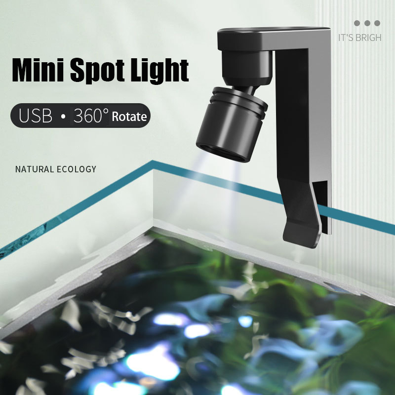 Aquarium Marine Lights - USB-Klemmlicht, wasserdicht, weiß/gelb, Spotlicht für Mini-Aquarien,