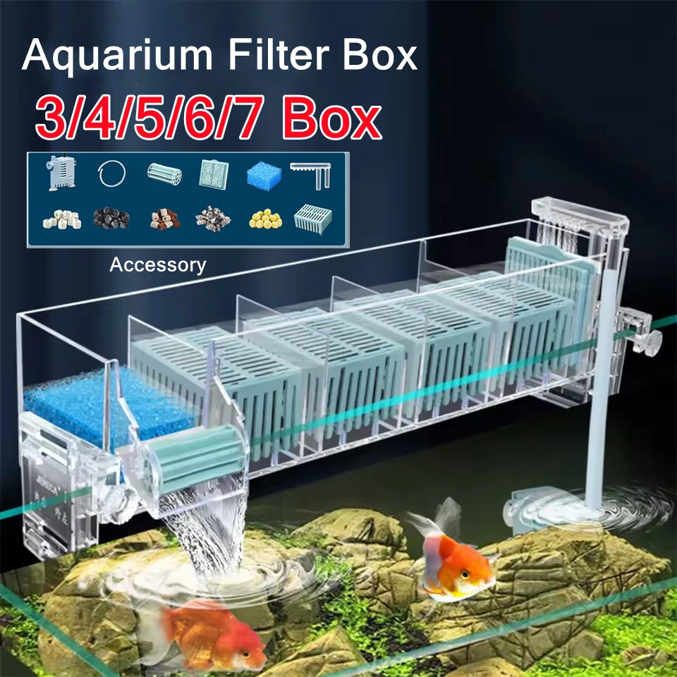 Reef Tank Filter - 220 V Aquarium Wand-Wasserfall-Filterrolle, zirkulierende Sauerstoffgeneration,